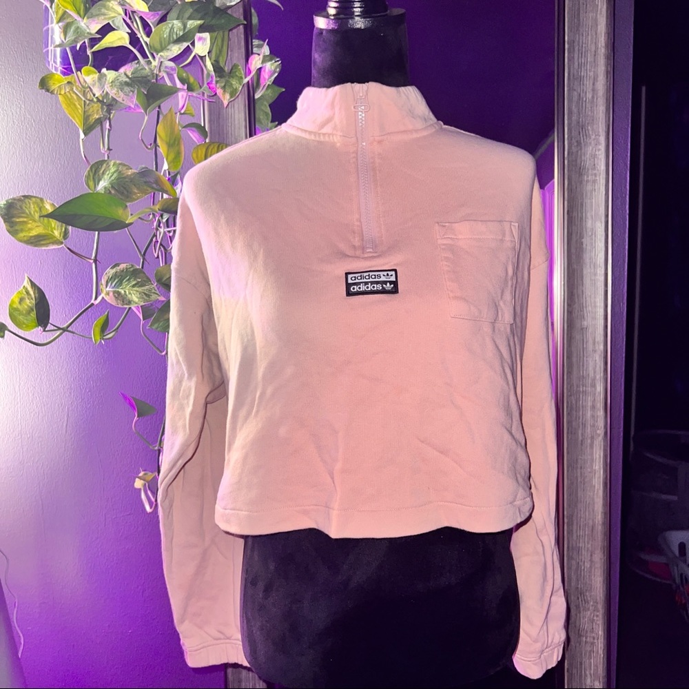Adidas - Half Zip Pink Crop Sweatshirt -
